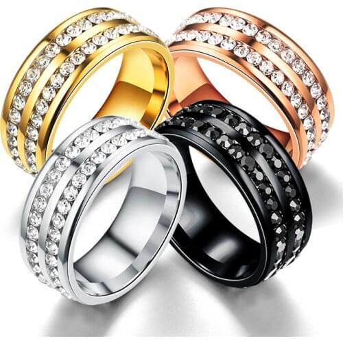 Size 6-13 choucong Fashion Jewelry 316L Stainless Steel High Quality Crystal 3 color Wedding Women Men Ring for Lovers gift