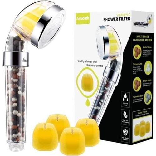 High Pressure Water Saving Shower Head Filter Wand with Citrus Smell Vitamin C Remove Chlorine Softens Hard Water Showerhea
