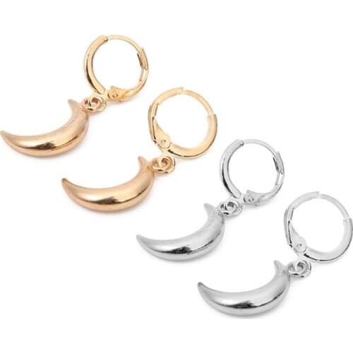 Hoop Earrings for Women Sliver Gold Color Crescent Pendant Hook Earring Fashion Jewelry Brincos New Bijoux Summer
