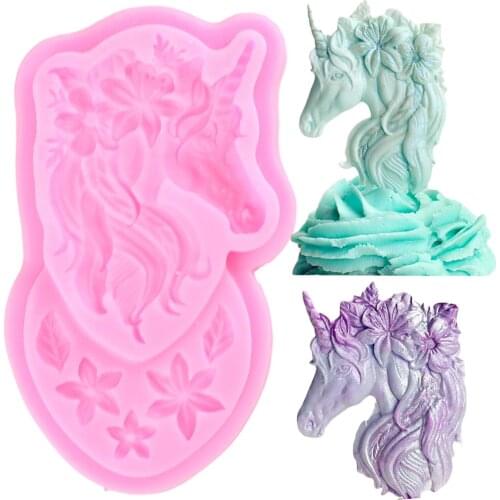 Unicorn Horse Flower Silicone Mould Sugarcraft Fondant Molds Candy Clay Chocolate Moulds Cake Decoration Baking Tools