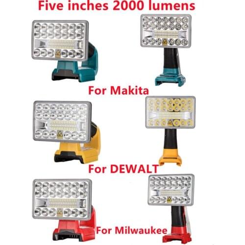 5 inch 2000 lumens 18V LED Flashlight Indoor Outdoors Spotlight Light For Makita DEWALT Milwaukee Bosch With USB work light