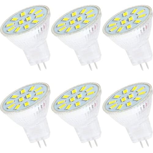 6-Pack MR11 White GU4.0 5730 12 SMD LED Light Bulbs GU4 Bi-Pin Base AC / DC 3W Daylight Spotlight for Landscape Track Lighting