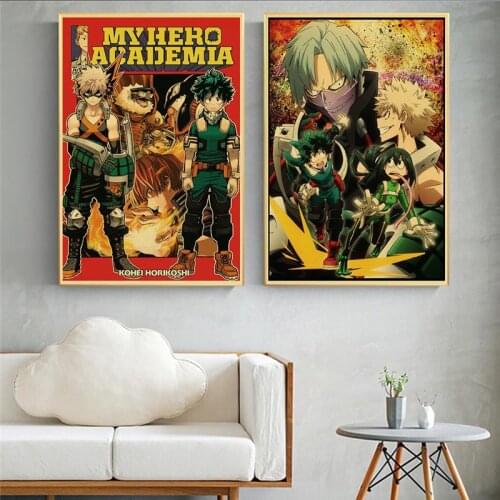 Japanese anime, my Hero, academic retro posters, Kraft Art picture canvas printing oil painting living room home decoration