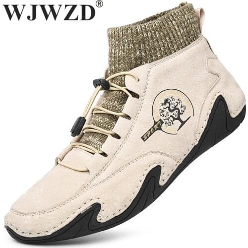 Suede Leather Vintage Men Boots Western Ankle Boots Men Warm Fur Winter Snow Boots Casual Luxury Mens Sneakers Botas Masculina