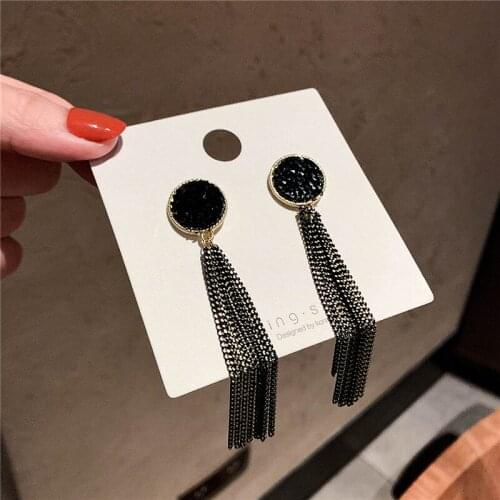 2020 New Gold Earrings For Women Multiple Trendy Round Geometric Drop Statement Earrings Fashion Tassel Black Party Jewelry