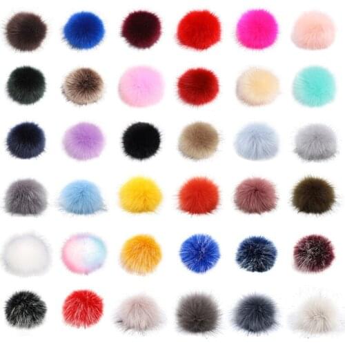 2PC 10/12/15cm False Hairball Hat Ball Pompom Handmade Fake Fox Fur Ball Pom Pom With Rubber Band Hidden Button Knit Accessories