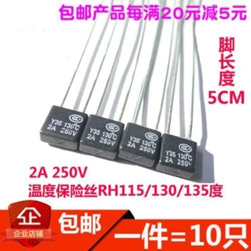 10pcs Black Square Fan Motor Fuse 2A 250V Thermal fuse 92 95 105 110 115 120 125 130 135 140 145 150 degree Temperature Switch