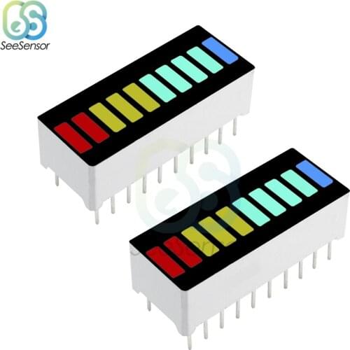 2Pcs LED Display Module 10 Segment Bargraph Light Display Module Bar Graph Ultra Bright Red Yellow Green Blue 4 Colors