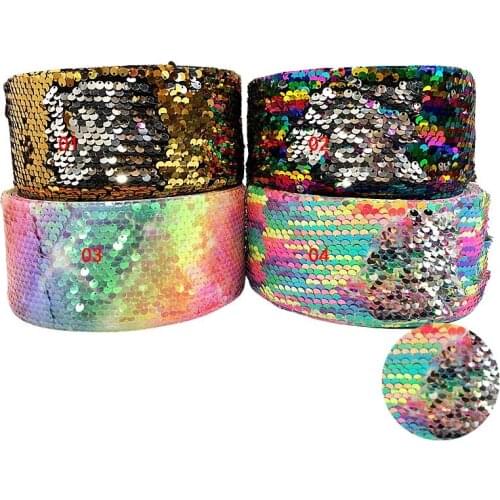 3 inch 75mm listones reversible sequin ribbon