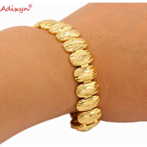 Adixyn Luxury Gold Color Copper Bracelet Hand Chain Men Jewelry Bracelets Bangles Gift N060113