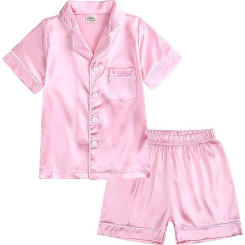 Childrens Clothing 2021 Summer Unisex Girls Home Outfit Solid Color Short Sleeve Shorts Pajamas Sets Kids Clothes Baby Boy Set