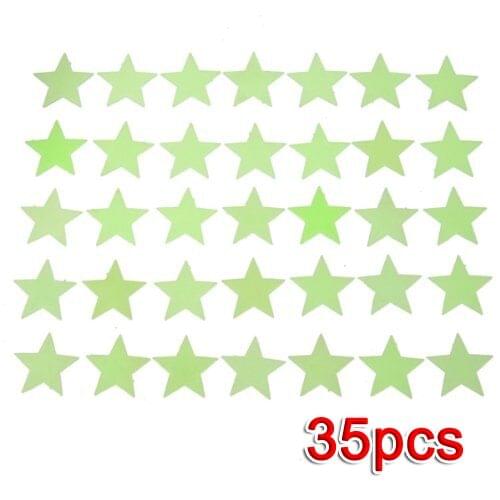 DHDL!35x Mini Etoiles phosphorescentes Stickers Muraux fluorescents Glow musque nuit lumineux phosphorescentes