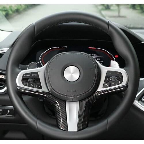 For BMW X5 G05, 3 Series G20 SPORT 2019 2020 Carbon Style Steering Wheel Bottom Cover Trim Sticker Car Styling