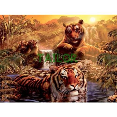 Home Decor Gift set Full square 5D diamond painting Cross stitch haft diamentowy Cuadros tools animal Mosaic colour tiger art 23