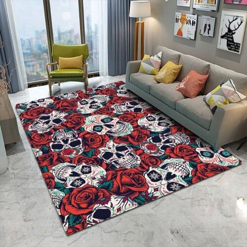 Skull Carpet Flannel Anti-slip Area Carpet Mat 3D Carpet Anti-slip Mat Dining Room Living Room Soft Bedroom Decorative Carpet