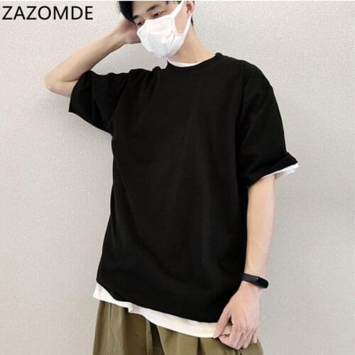 ZAZOMDE 2021 Plain Oversized T Shirt Men Bodybuilding Fitness Loose Casual Lifestyle Wear T-shirt Male Streetwear Hip-Hop Tops