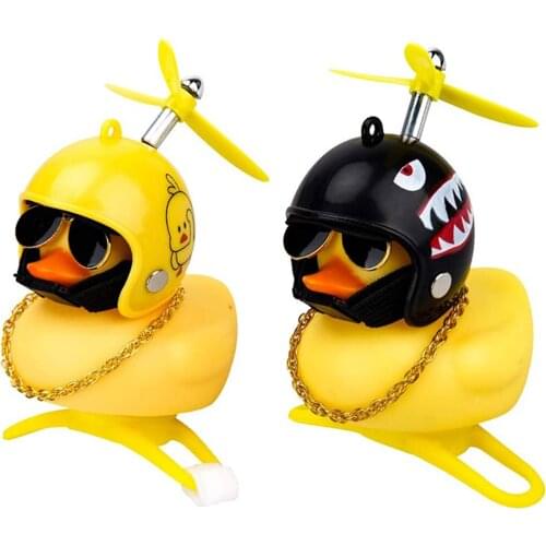 New Rubber Duck Toy Car Ornaments Yellow Duck with Propeller Helmet Car Dashboard Decor Toys for Adults Kids