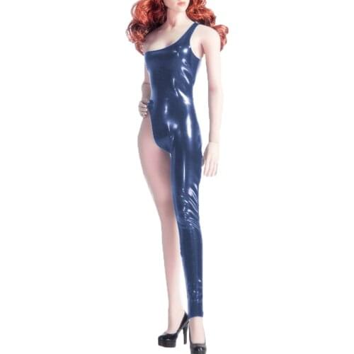 One Shouler One Legged Jumpsuit PVC One Piece Outfits Going Out Party Club Wet look overalls for vinyl costume bodycon jumpsuit