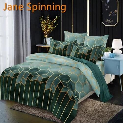 Geometric Plaid Gilt Duvet Cover Set 228x228/200x230 Nordic King Size Bedding Sets Double Queen Quilt Covers Pillowcase