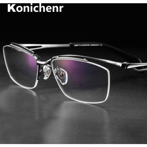 Konichenr Brand Design Titanium Eyebrow Glasses Men Half Frames Optical Myopia Prescription Eyeglasses Male Business Style