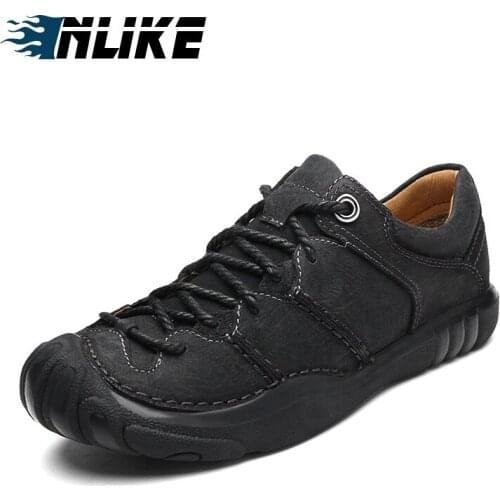 INLIKE Brand Sneakers Outdoor Shoes Genuine Leather Flat Shoes Male Footwear Men Shoes Quality Leather Men Moccasins Shoes