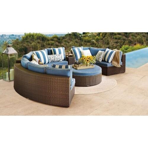 High quality aluminum frame resin wicker rattan led outdoor round lounge furniture