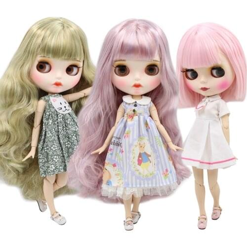 ICY DBS Blyth doll white dark skin joint body glassy matte face Can Changed Makeup and Dress DIY special 1/6 bjd