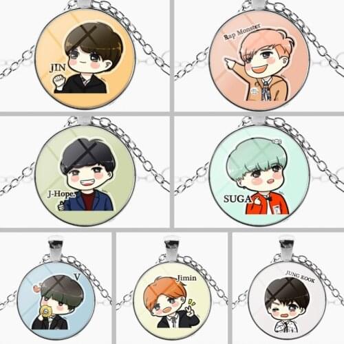Kpop Pendant Bangtan Boys Time Gem Necklace Cute Fashion Small Gift JK V SUGA JHOPE JIMIN JIN RM Accessories