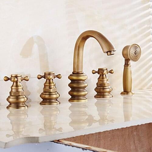 Yiyu Brand Full Copper 5-piece Set of European Antique Bathtub Faucet 4-piece Set of Separate Face Pot Faucet