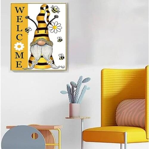 5D DIY Diamond Painting Kit for Adults Easter Bee Gnome Full Drill Art Crystal Rhinestone Embroidery Cross Stitch Home Wall Deco