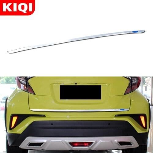 KIQI Car Rear Trunk Tailgate Back Door Tail Gate Strip Cover Trim Sticker for Toyota C-HR CHR C HR 2016-2020 Stainless Steel