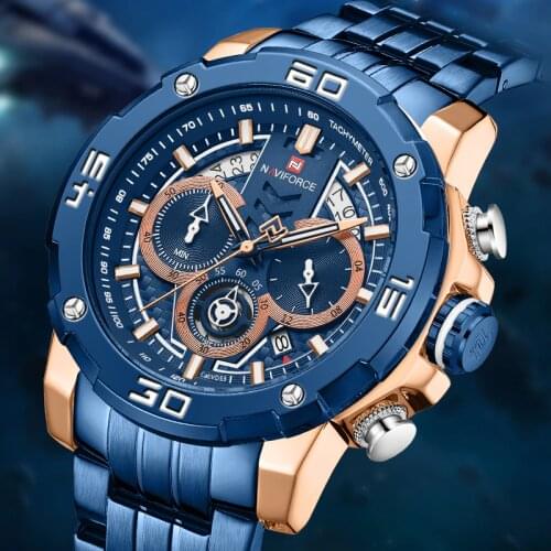 NAVIFORCE Watches Mens Clock Quartz Military Sports Waterproof Relogio Masculino Luxury Brand Men Stainless Steel Wrist Watch