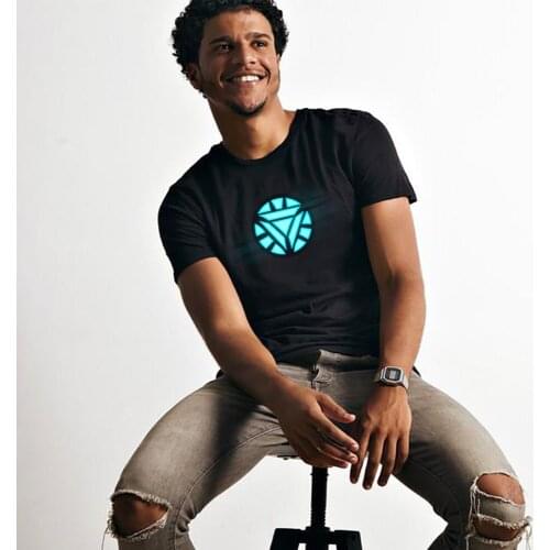 2021 New Product Iron Man Sound Activated LED Party Light Up EL Panel T Shirt