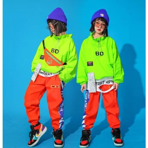 2021 New Jazz Dance Costumes For Kids Long Sleeved Hiphop Pants Suit Modern Dance Hip Hop Clothes Performance Costumes DQS6263