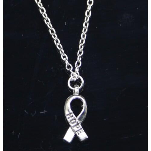 20pcs New Fashion Necklace 19mm hope awareness ribbon Pendants Short Long Women Men Colar Gift Jewelry Choker