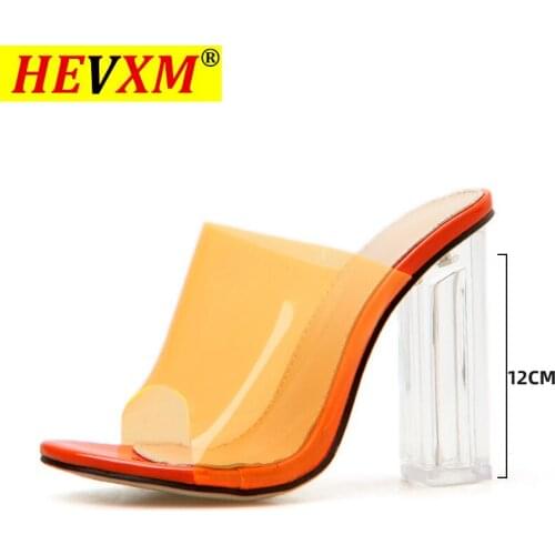 New Women Heels PVC Transparent Shoes Women Pumps Sexy Clear High Heels Ladies Shoes Summer Sandals Slippers Women Shoes 42