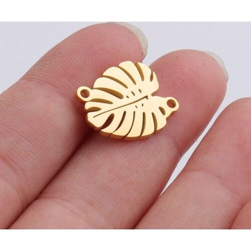 Wholesale 10pcs Stainless Steel Deco. leaf Pendant Connectors Bohemia Handmade Charm Accessories DIYJewelry Making Components