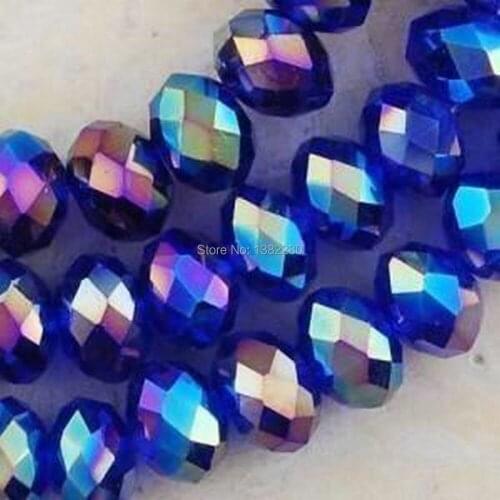 ! Wholesale 200PCS 4x6mm Blue AB Crystal Loose Bead 2 piece/lot fashion jewelry JT6350