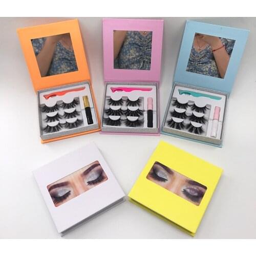Custom Package Box Mirror Magic Eyeliner Book with Lash Applicators 25mm Dramatic Lashes Liquid Eye Liner Set