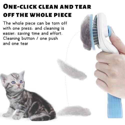 Pet Comb Cat Dog Cleaner Stainless Steel Needle Automatic Cleaning Pet Brush One-key Hair Removal Dog Brush Cat Dog