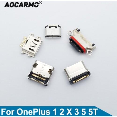 Aocarmo 5Pcs/Lot USB Charger Charging Port Connector Dock For OnePlus One 1 2 X 3 5 5T A0001 A2001 A3000 A5000 A5010