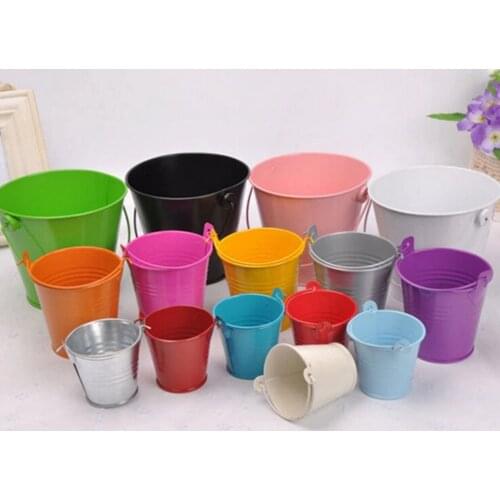 S/M/L Mini Flower Metal Hanging Pots Garden Balcony Wall Vertical Hang Bucket Iron Holder Basket With Removable Tin Home Decor