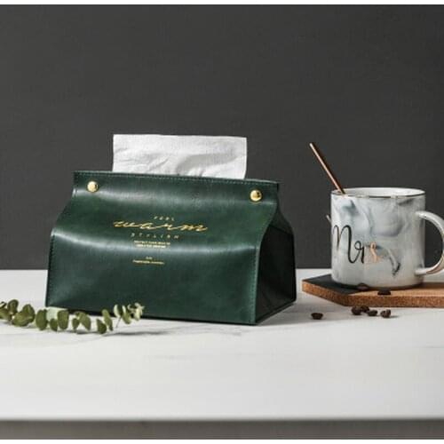 Chic Tissue Case Box Container PU Leather Marble Pattern Home Car Towel Napkin Holder Box Case Table Decoration
