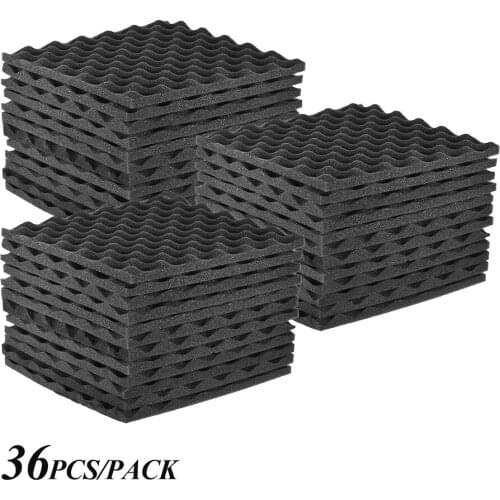 Studio Acoustic Foams Panels Sound Insulation Foam 30 * 30cm/ 12 * 12in, Pack of 36pcs, Dark Gray Sound Insulation Foam 36 PCS