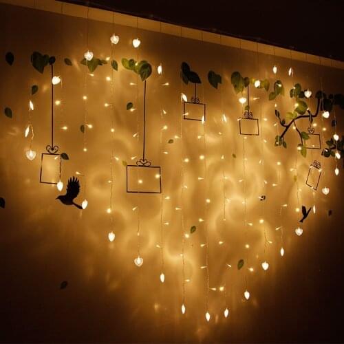 Led Lighting Fairy Garland Heart Lanterns Proposal Holiday Party Wall Curtain Hanging Creative Room Atmosphere Decoration