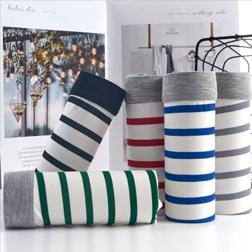 Youth Boys Shorts Color Stripe L~5XL Cotton Ventilate Teen Briefs Mens Underwear Waist Pantie Sweat Absorbent Breathable Bottom