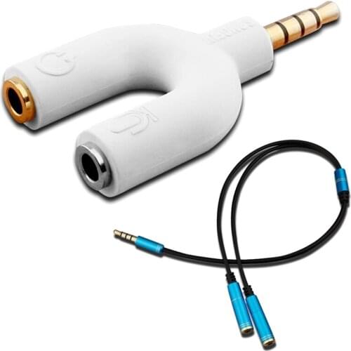 U Shape 3.5mm Y Splitter for o Headphone and MIC + 3.5mm 4 Position to Dual 3 Position 3.5mm M/F, Compatible with iPhone iPa