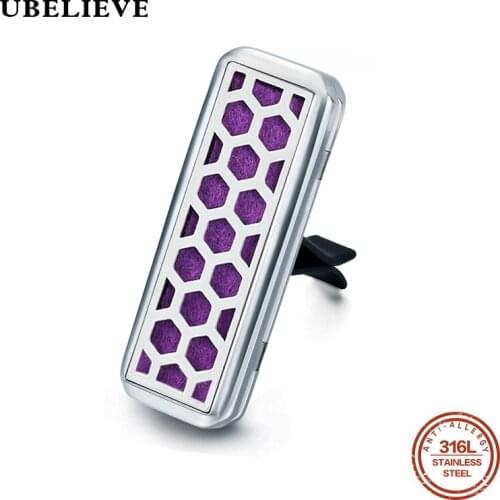 UBELIEVE Fashion Car Air Diffuser 316L Stainless Steel Car Essential Oil Diffuser Perfume Aromatherapy Necklace Locket