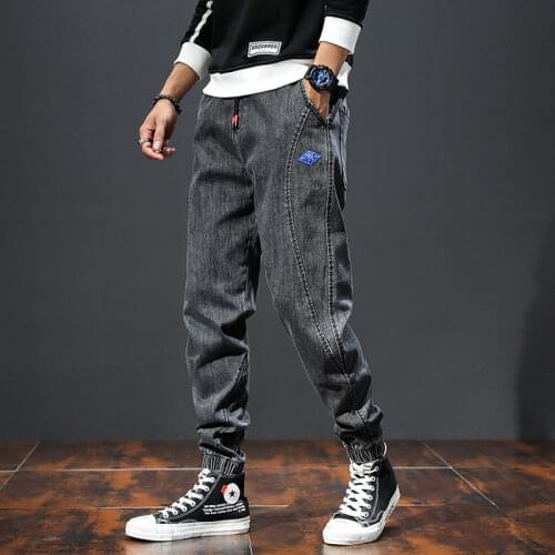 Vintage Fashion Men Loose Jeans Man Elastic Harem Denim Pants Designer Hip Hop Joggers Casual Jeans Men