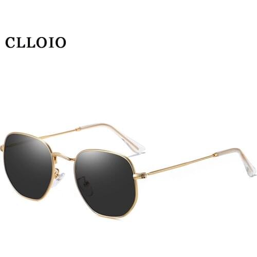 CLLOIO Vintage Hexagon Sunglasses Men Square Metal Frame Sun Glasses Classic Retro Sunglasses Pilot Mirror Woman Luxury Eyewear